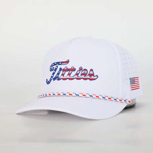 USA Titties Golf Hat - White Fitted