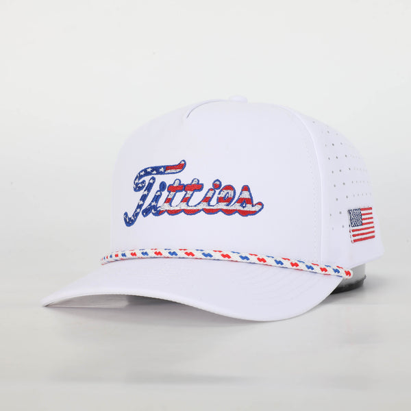 USA Titties Golf Hat - White Fitted