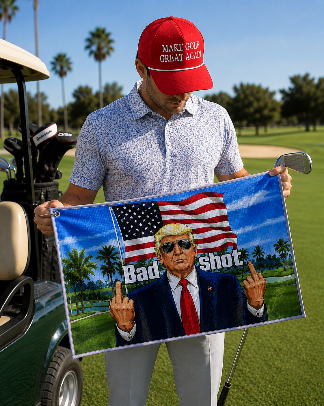 Curves & Clubs Trump Bad Shot Golf Towel