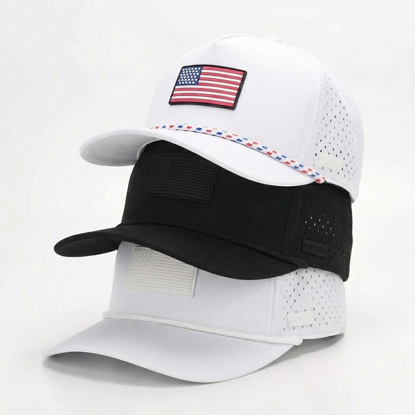 American Flag Golf Hats 3-Pack Bundle - White USA, Whiteout, Blackout