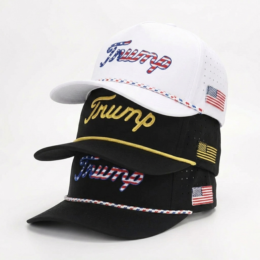 Trump Golf Hats 3-Pack Bundle (Gold,USA Black ,USA White)