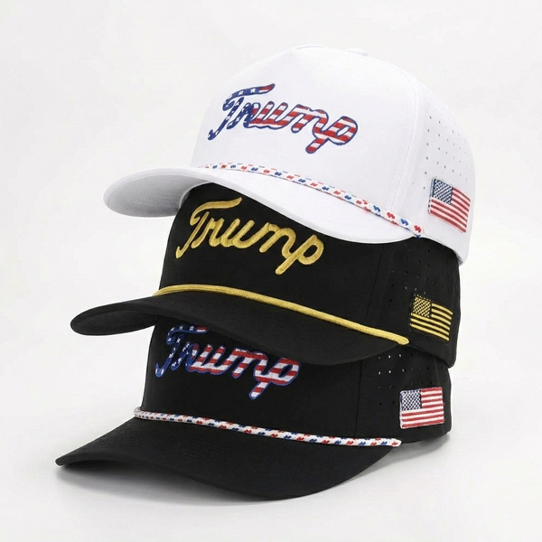 Trump Golf Hats 3-Pack Bundle (Gold,USA Black ,USA White)