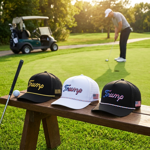 Trump Golf Hats 3-Pack Bundle (Gold,USA Black ,USA White)