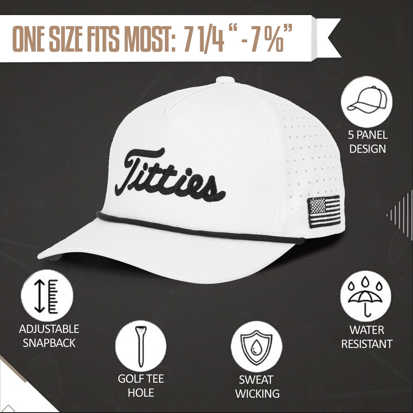 White and Black Titties Golf Hat