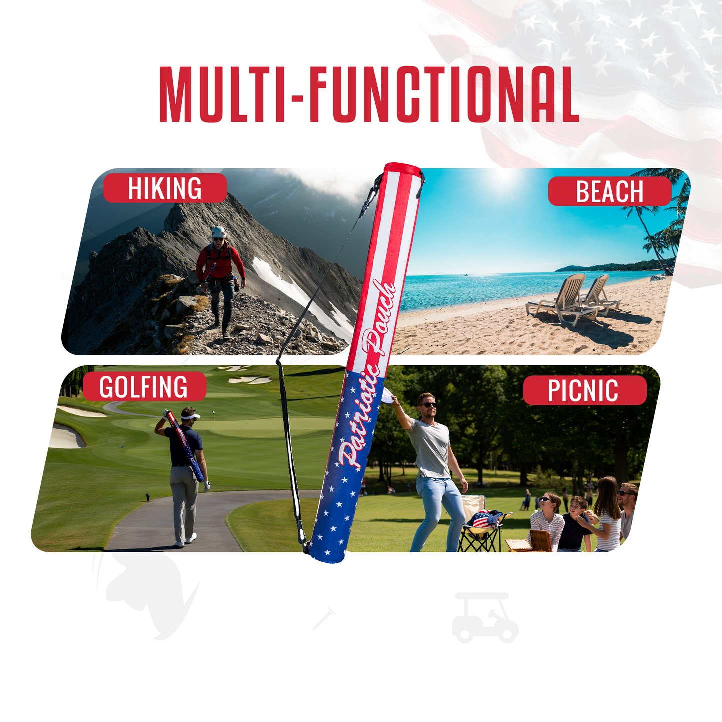 Curves & Clubs Patriotic Pouch Golf - Insulated Can Pouch