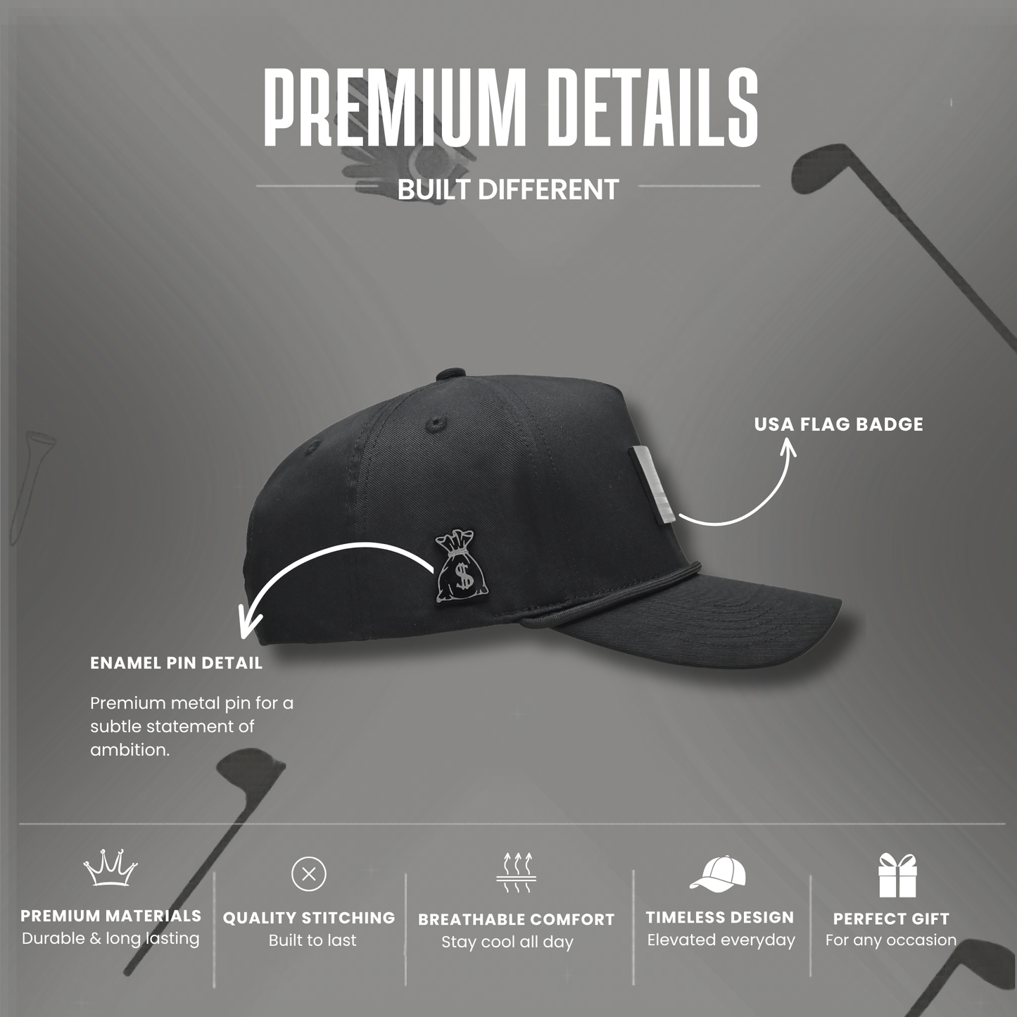 Black Stealth Money American Flag Hat
