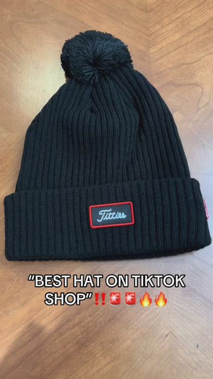 Titties Beanie Hat with USA Flag Patch