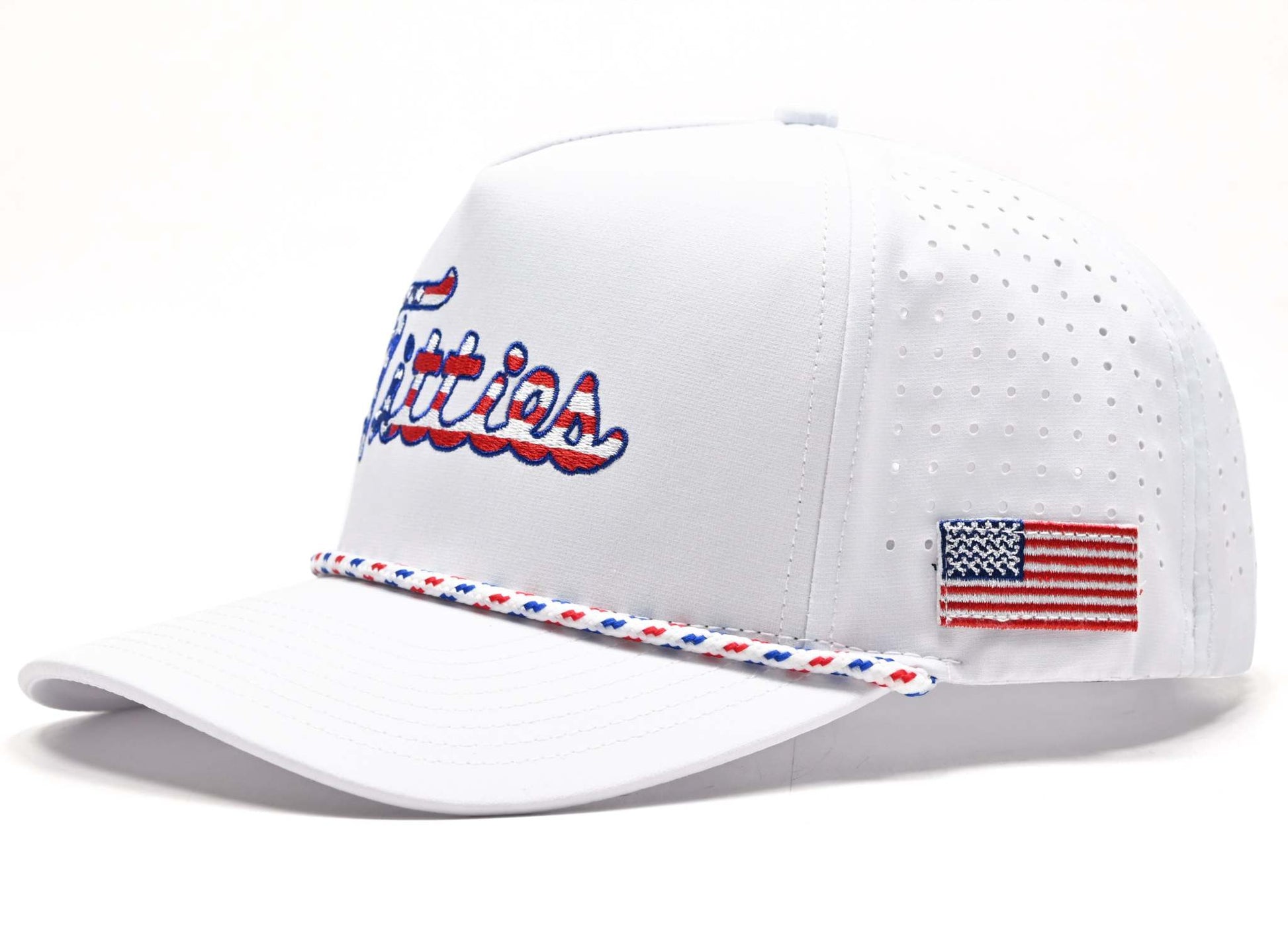 USA Titties bold embroidered golf hat with American flag design