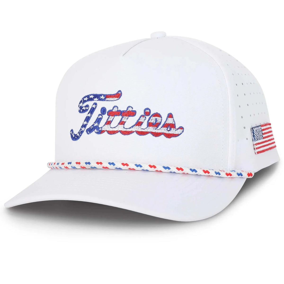 USA Titties Golf Hat with American flag embroidery.